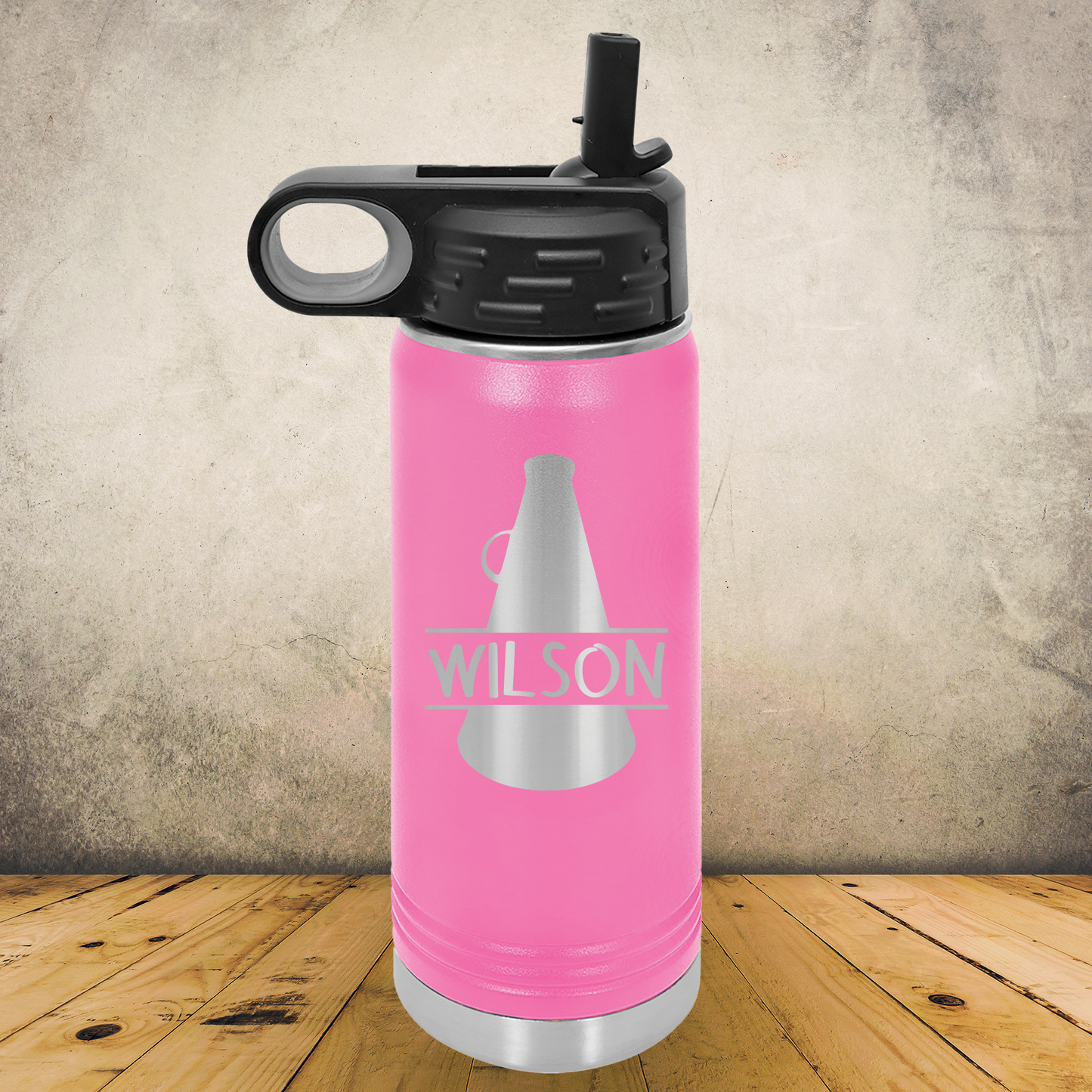 Personalized Cheerleading Split Monogram Water Bottle - Laser Engraved