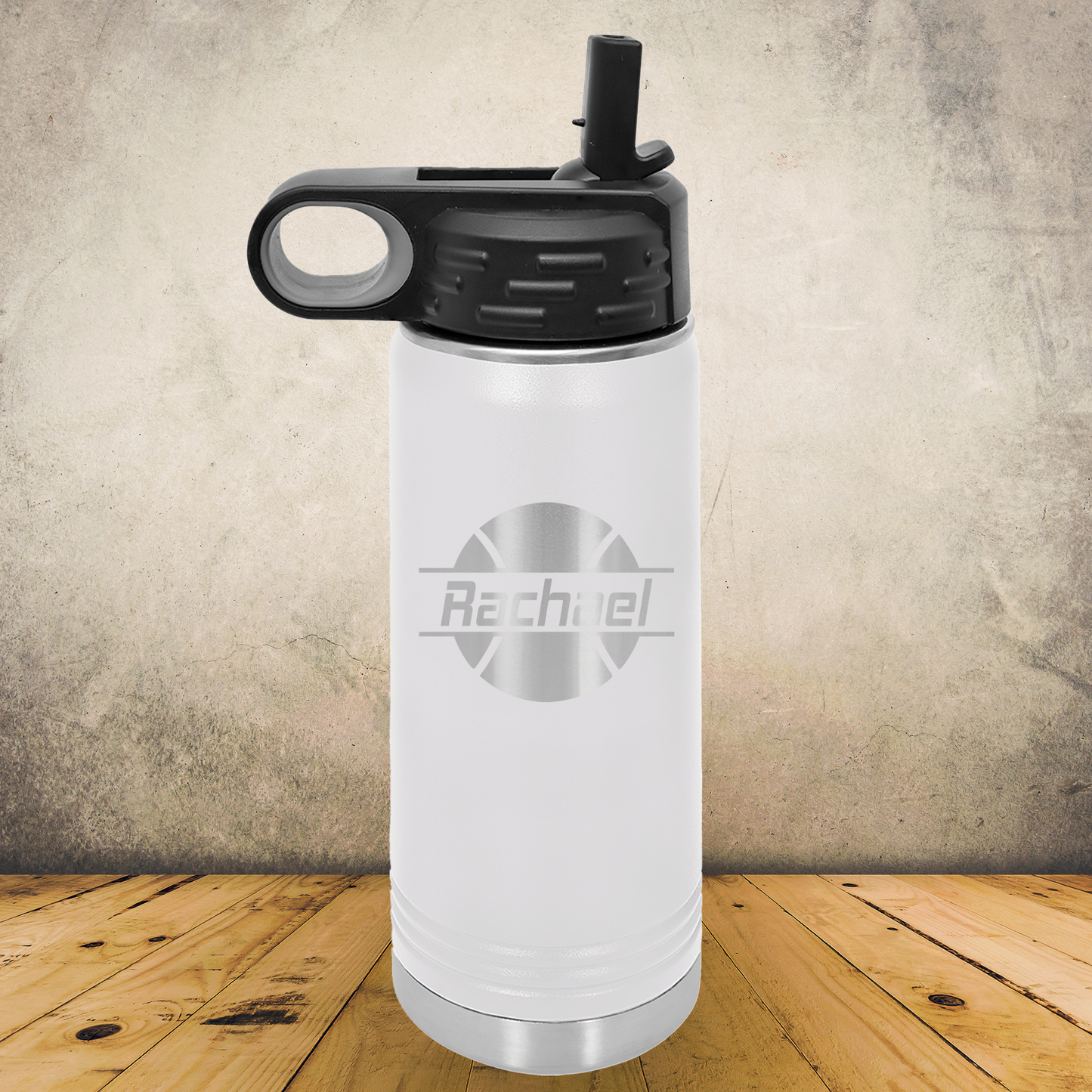 Personalized Tennis Split Monogram Water Bottle - Laser Engraved