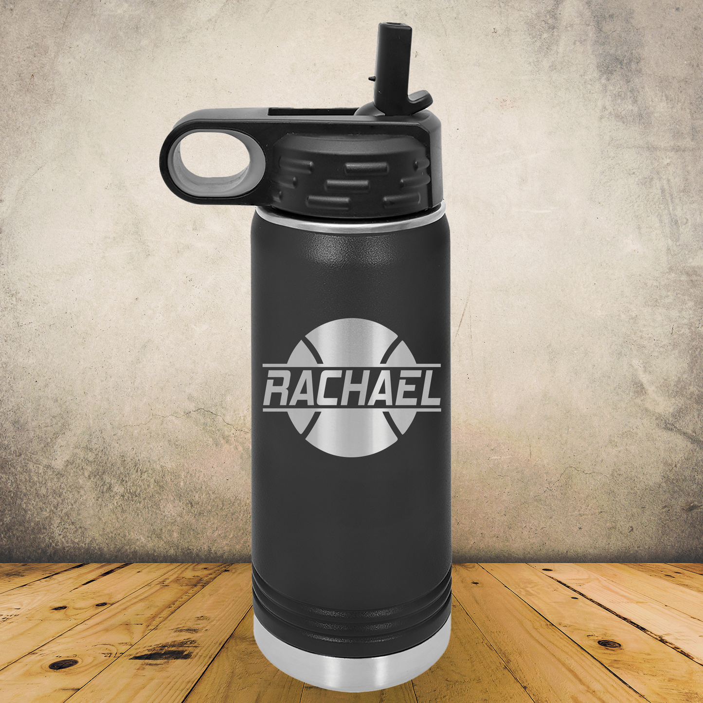 Personalized Tennis Split Monogram Water Bottle - Laser Engraved