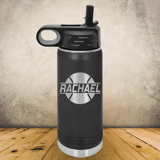 Personalized Tennis Split Monogram Water Bottle - Laser Engraved
