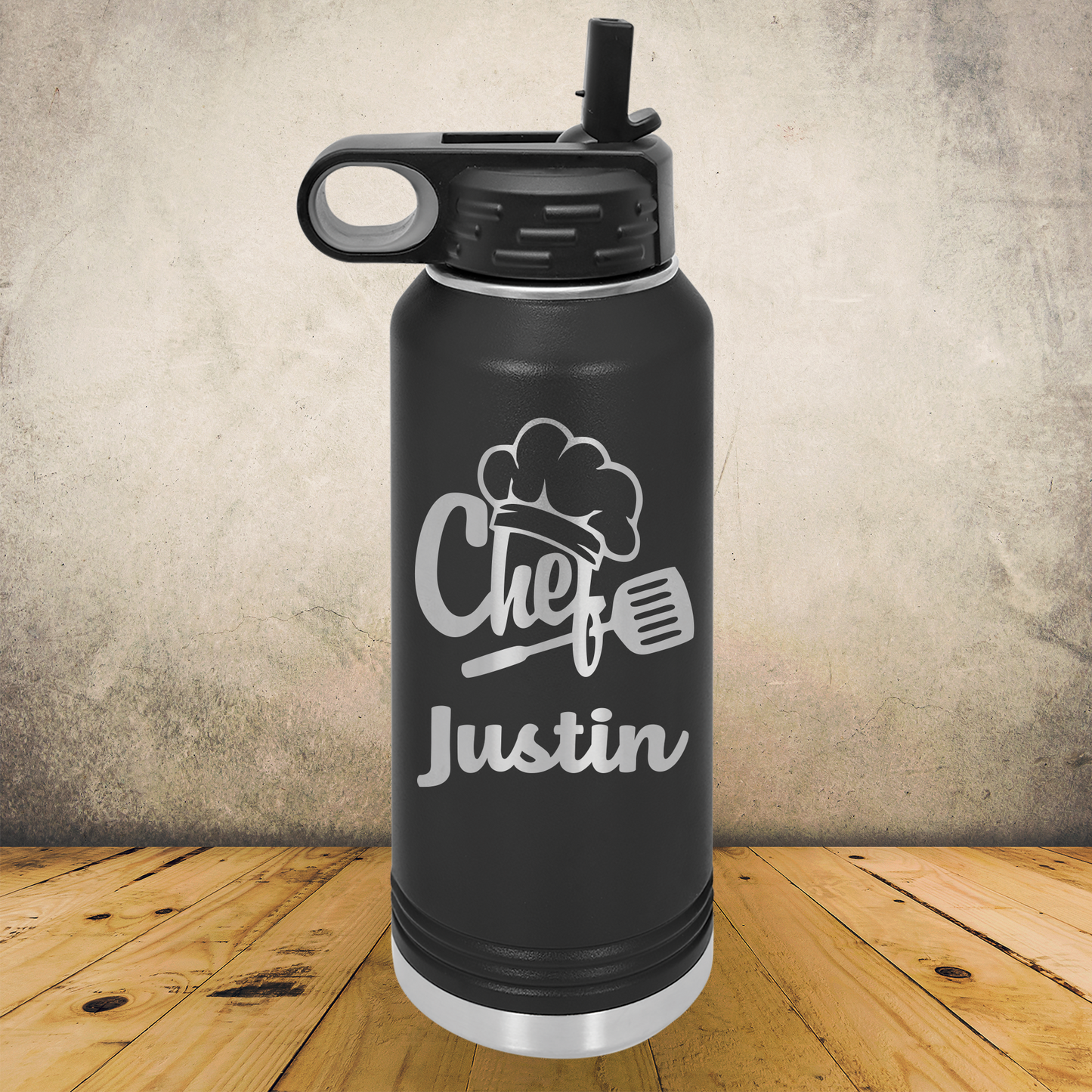 Personalized Chef Water Bottle 20/32oz Custom Laser Engraved Tumbler