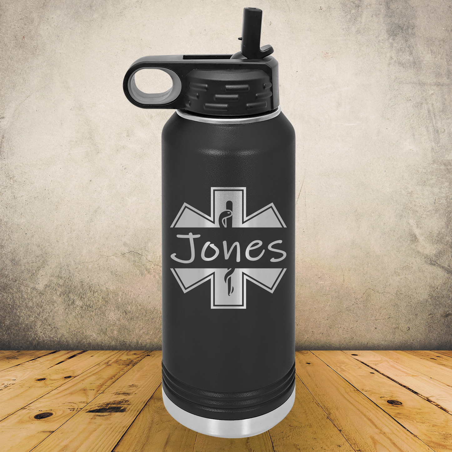 Personalized EMS Water Bottle 20oz or 32oz Custom EMT & Paramedic Tumbler, Laser Engraved Stainless Steel Travel Mug, First Responder Cup