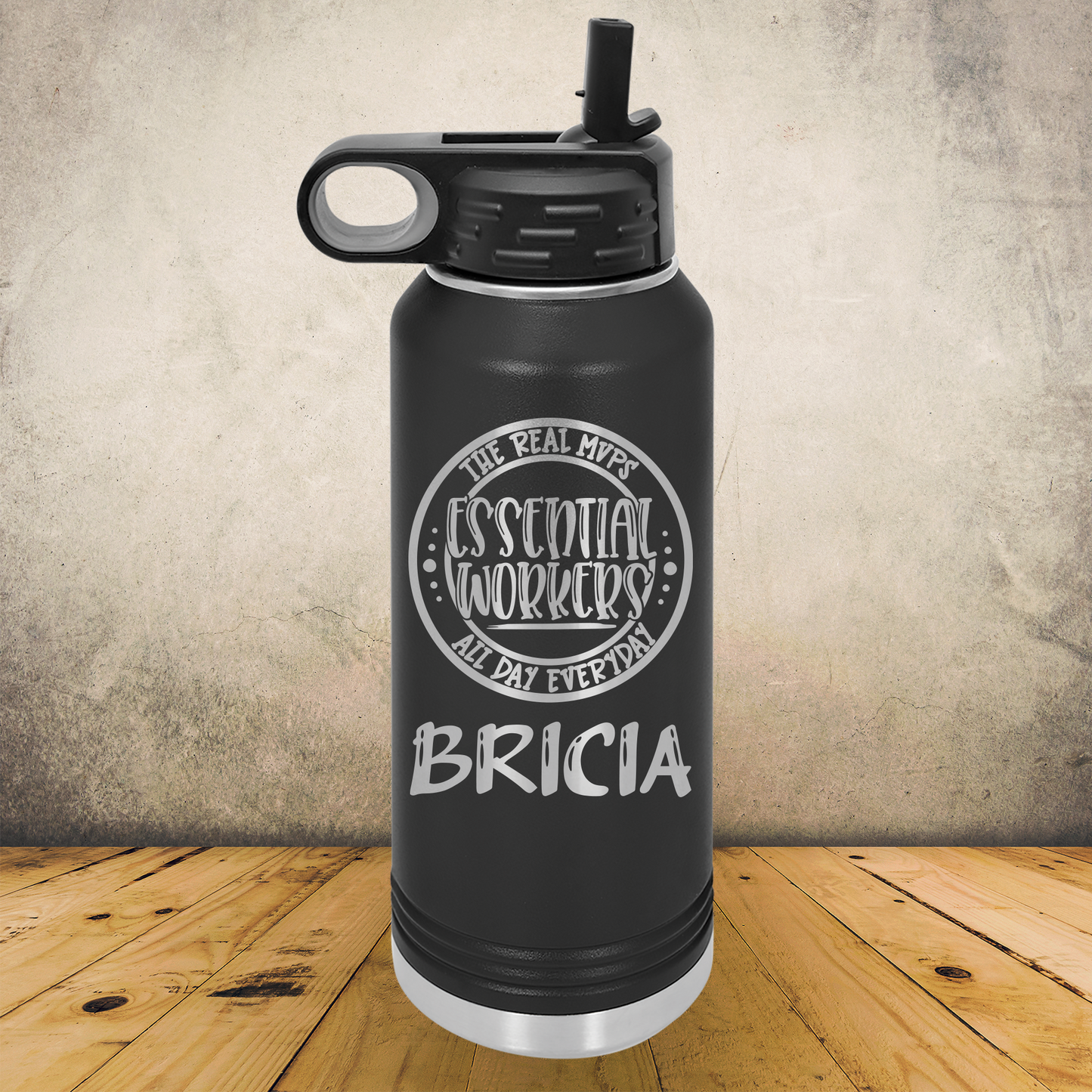 Personalized Essential Worker Water Bottle 20/32oz Custom Laser Engraved Tumbler