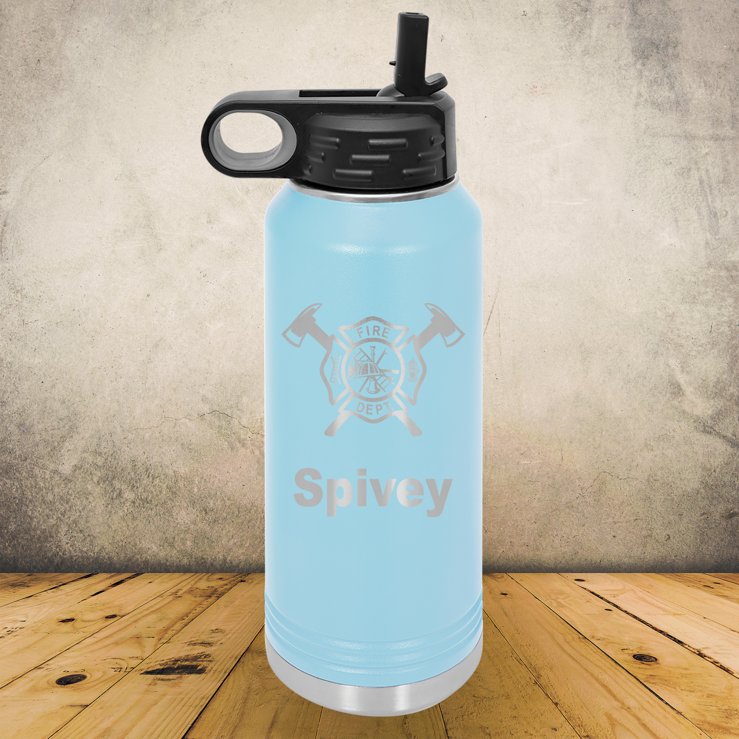 Personalized Laser Engraved Water Bottle 20/32oz for Firefighter Maltese Cross with Axe
