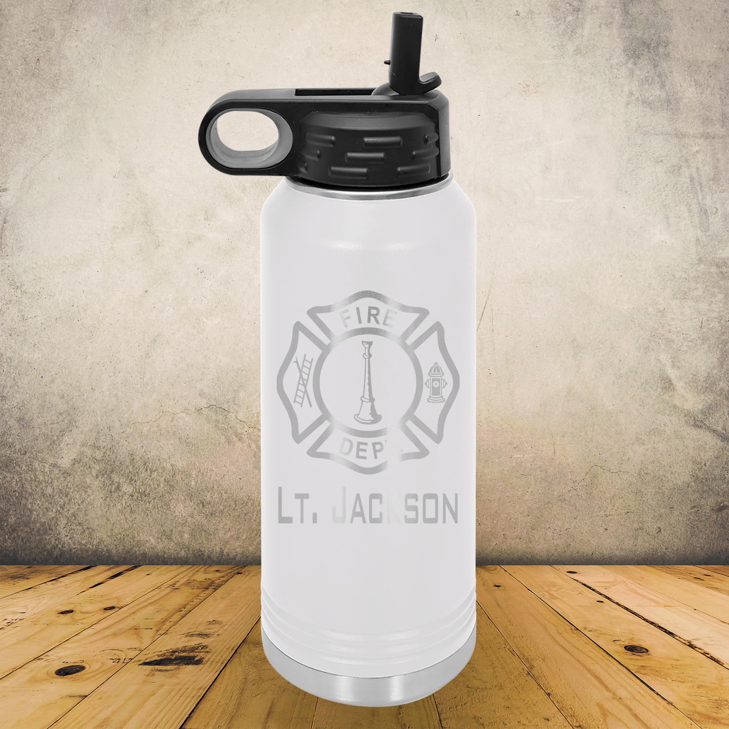 Personalized Laser Engraved Water Bottle 20/32oz for Firefighter Lieutenant