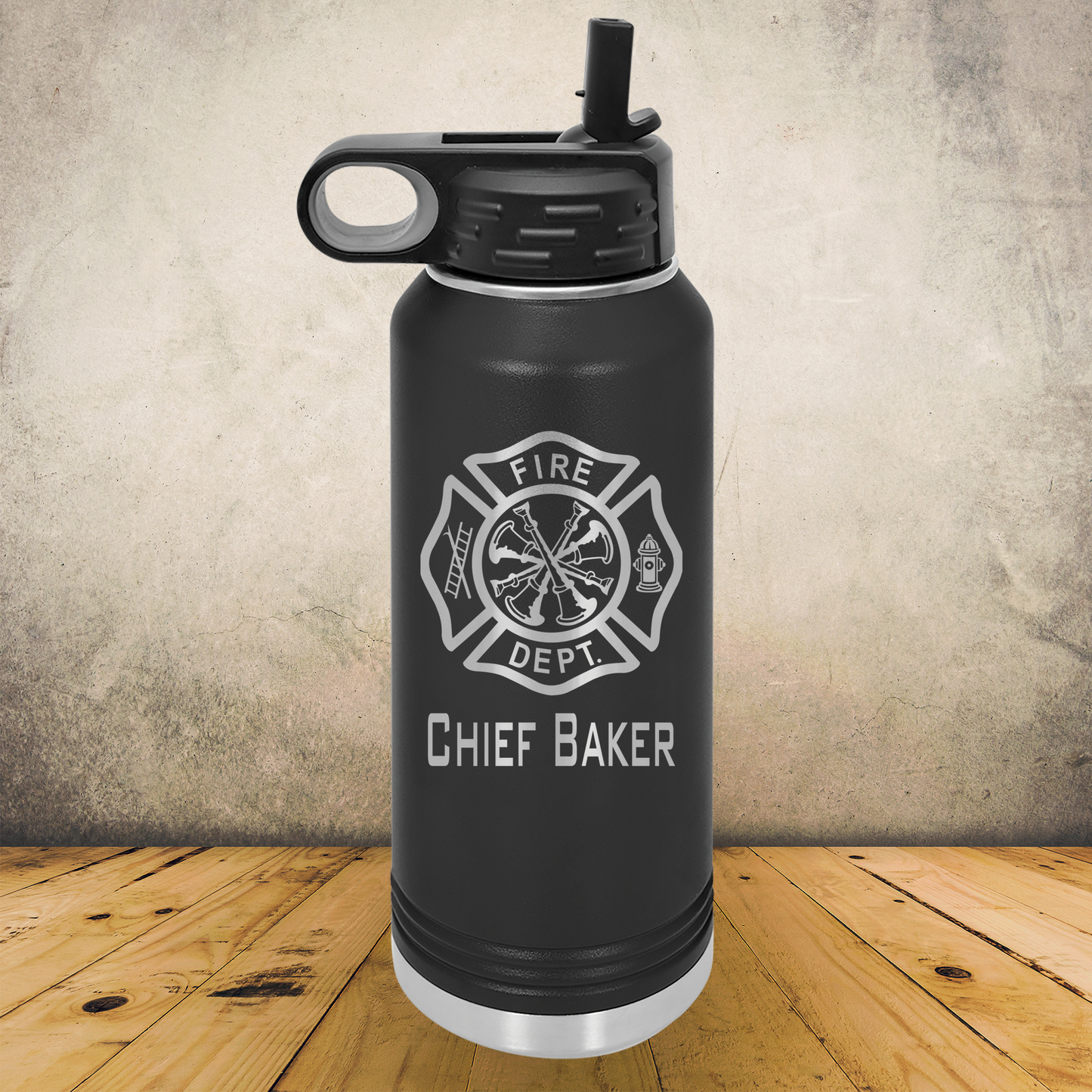Personalized Laser Engraved Water Bottle 20/32oz for Firefighter Assistant Chief