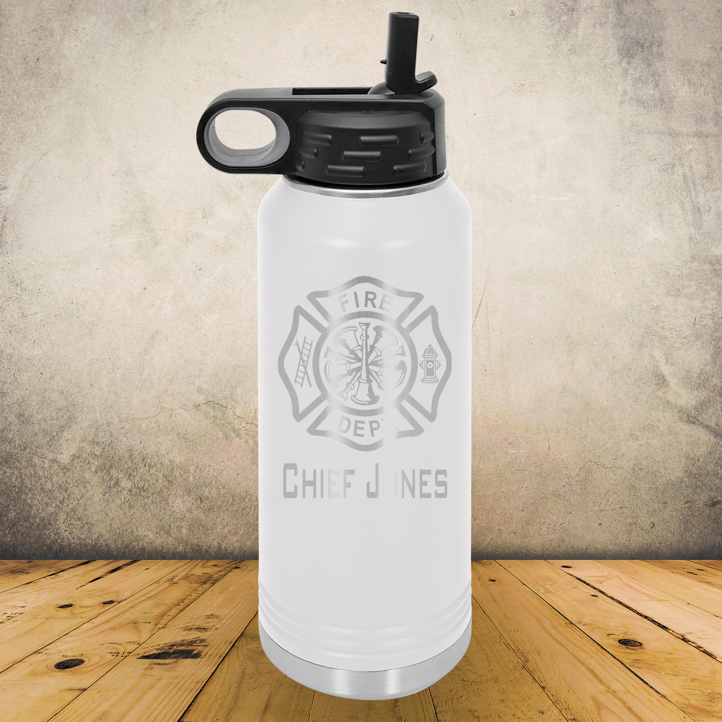 Personalized Laser Engraved Water Bottle 20/32oz for Firefighter Chief