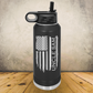 Personalized Tattered American Flag Bottle 20oz or 32oz Stainless Steel Tumbler, Custom Laser Engraved Patriotic USA Cup