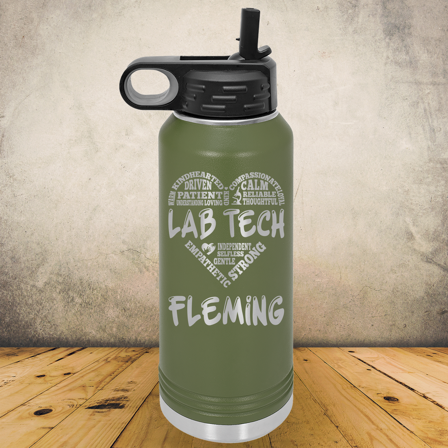 Personalized Lab Tech Water Bottle, Custom 20oz or 32oz Laboratory Technician Laser Engraved Stainless Steel Tumbler