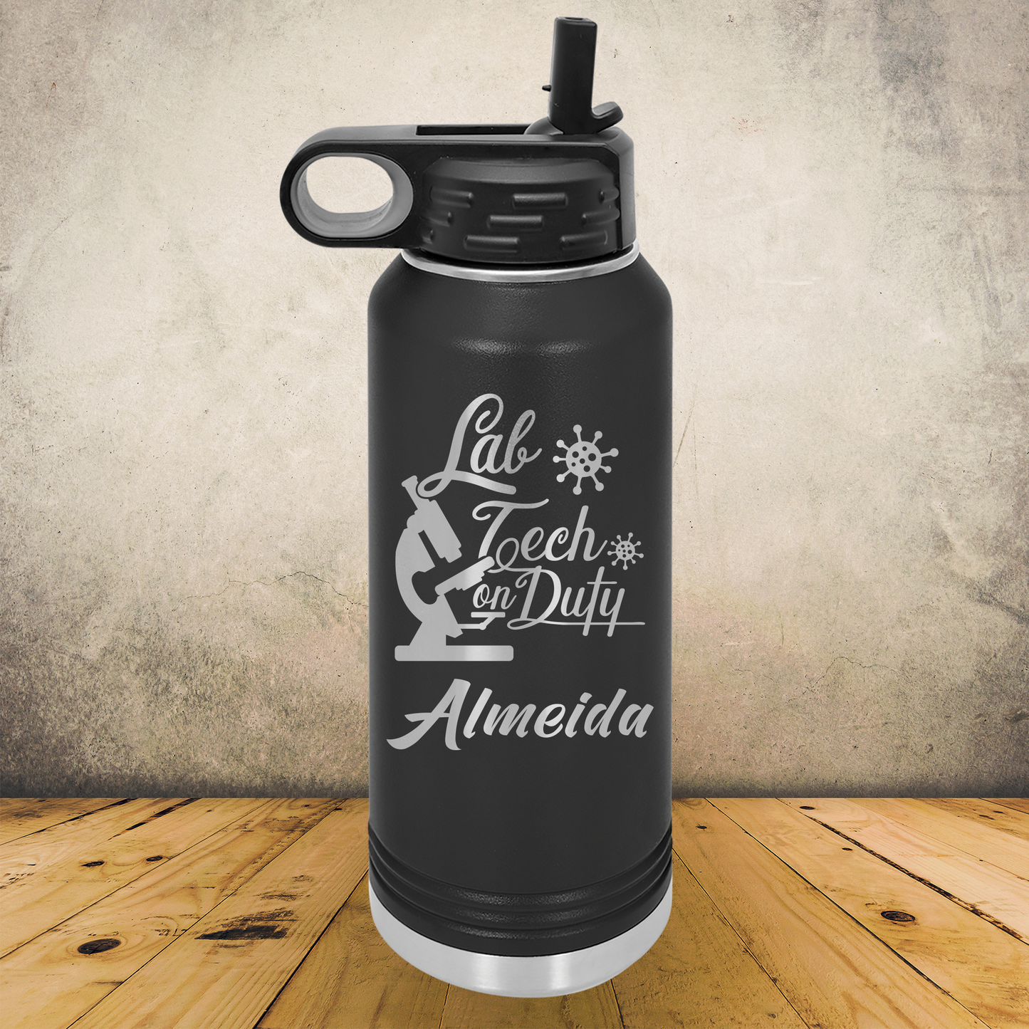 Personalized Lab Tech Water Bottle, Custom 20oz or 32oz Laboratory Technician Laser Engraved Stainless Steel Tumbler