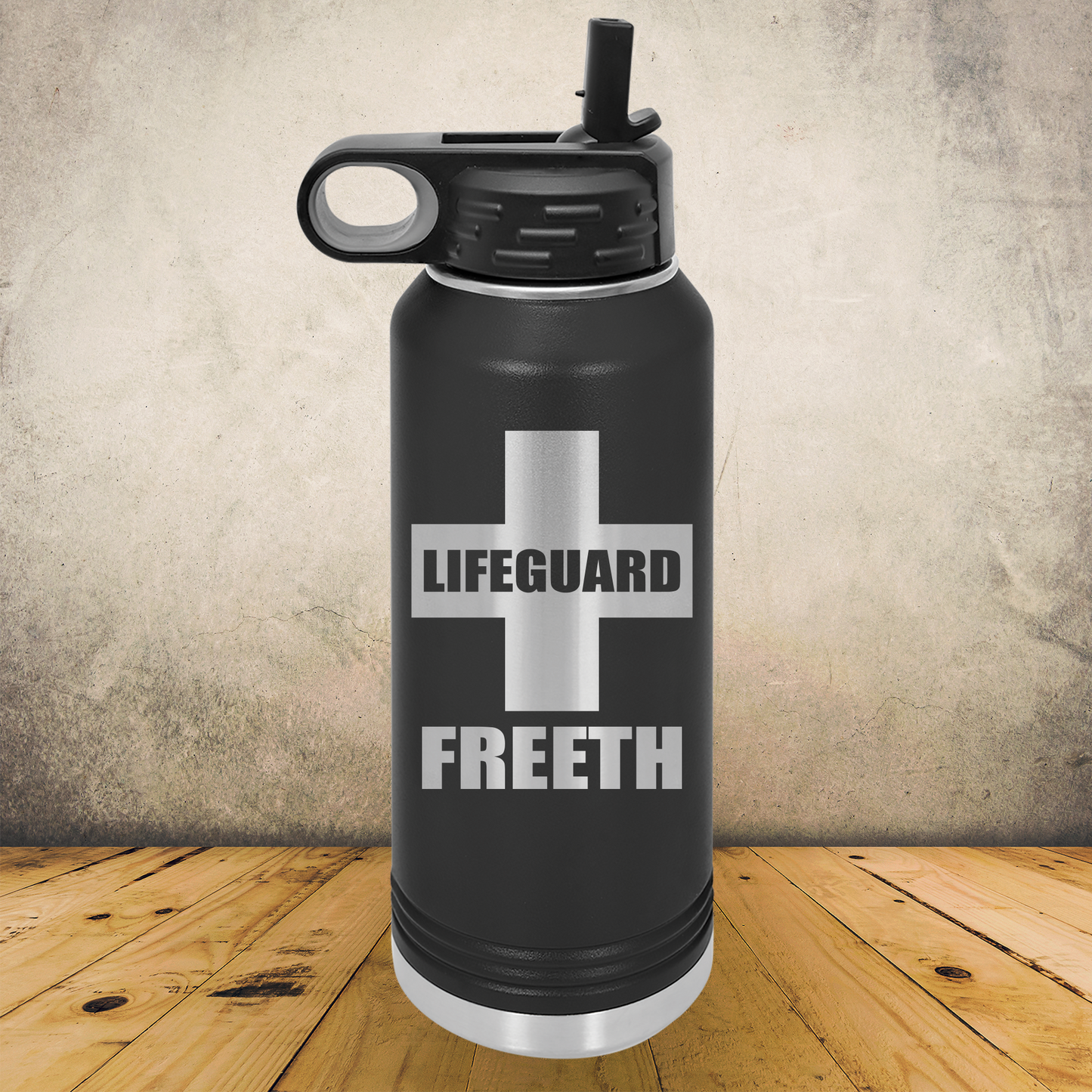 Personalized Lifeguard Water Bottle 20oz or 32oz Stainless Steel Tumbler, Custom Laser Engraved Lifeguard Gift, Beach Rescue Crew