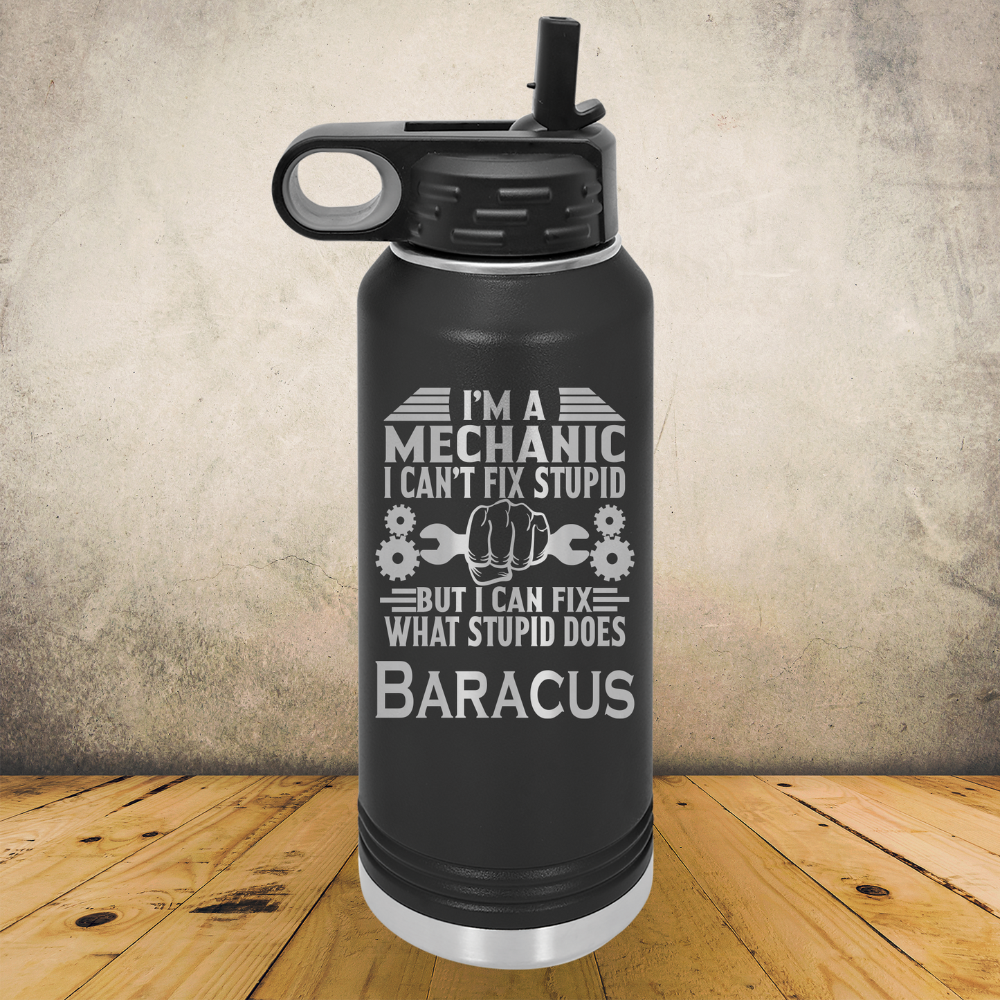 Personalized Mechanic Water Bottle, Custom 20oz or 32oz Laser Engraved Stainless Steel Tumbler, Automotive Technician Gift