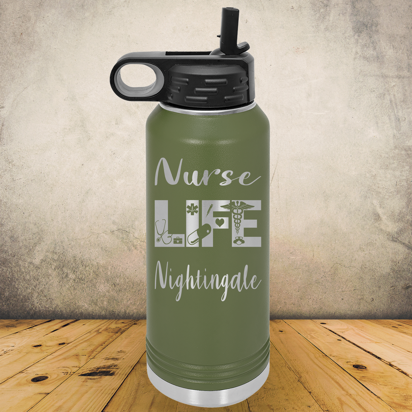 Personalized Nurse Water Bottle, Custom 20oz or 32oz Laser Engraved Stainless Steel Tumbler for Nursing School Graduation Gift