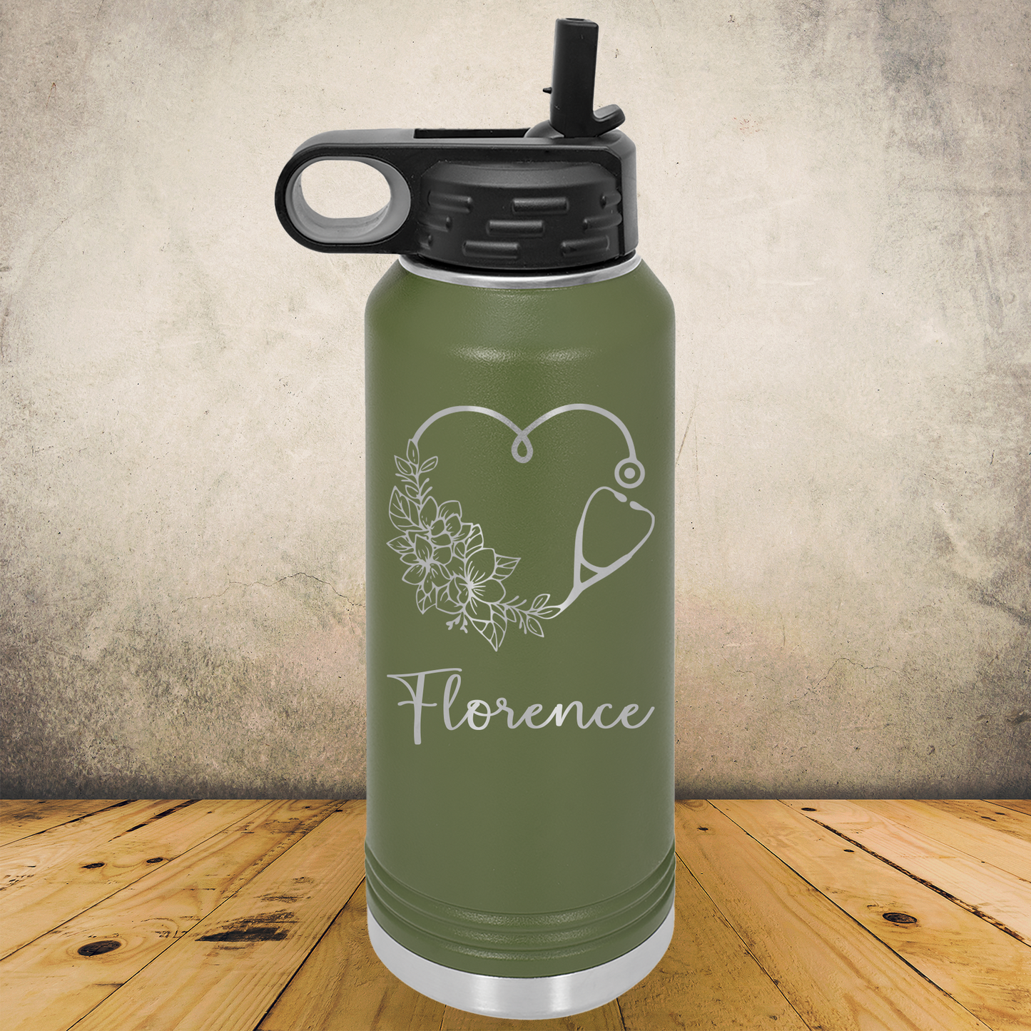 Personalized Nurse Water Bottle, Custom 20oz or 32oz Laser Engraved Stainless Steel Tumbler for Nursing School Graduation Gift