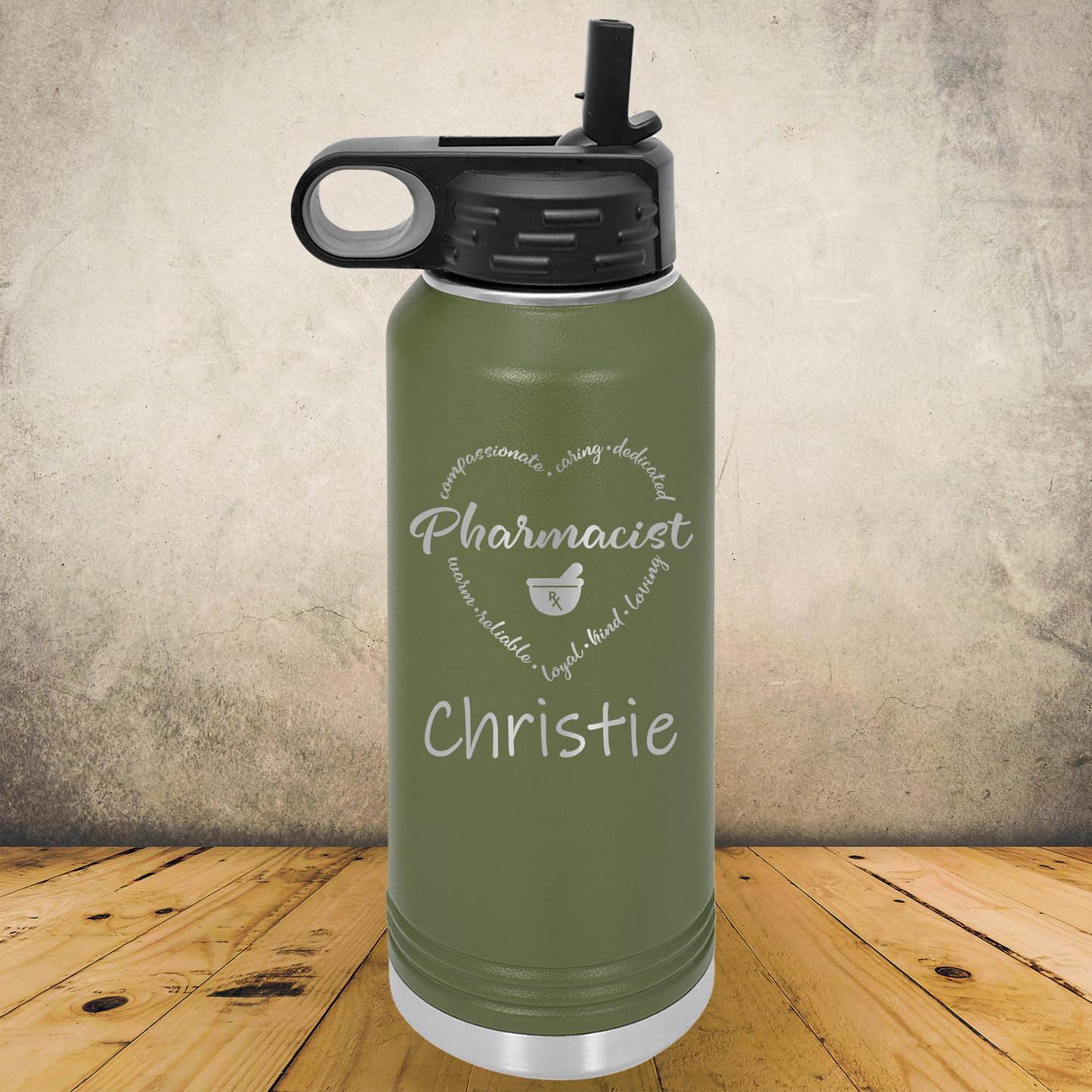 Personalized Pharmacist Water Bottle 20oz or 32oz Stainless Steel Tumbler, Custom Laser Engraved Pharmacy Gift, Pharmacist Appreciation Gift, Custom Insulated Travel Mug for RPh, Pharmacy Technician