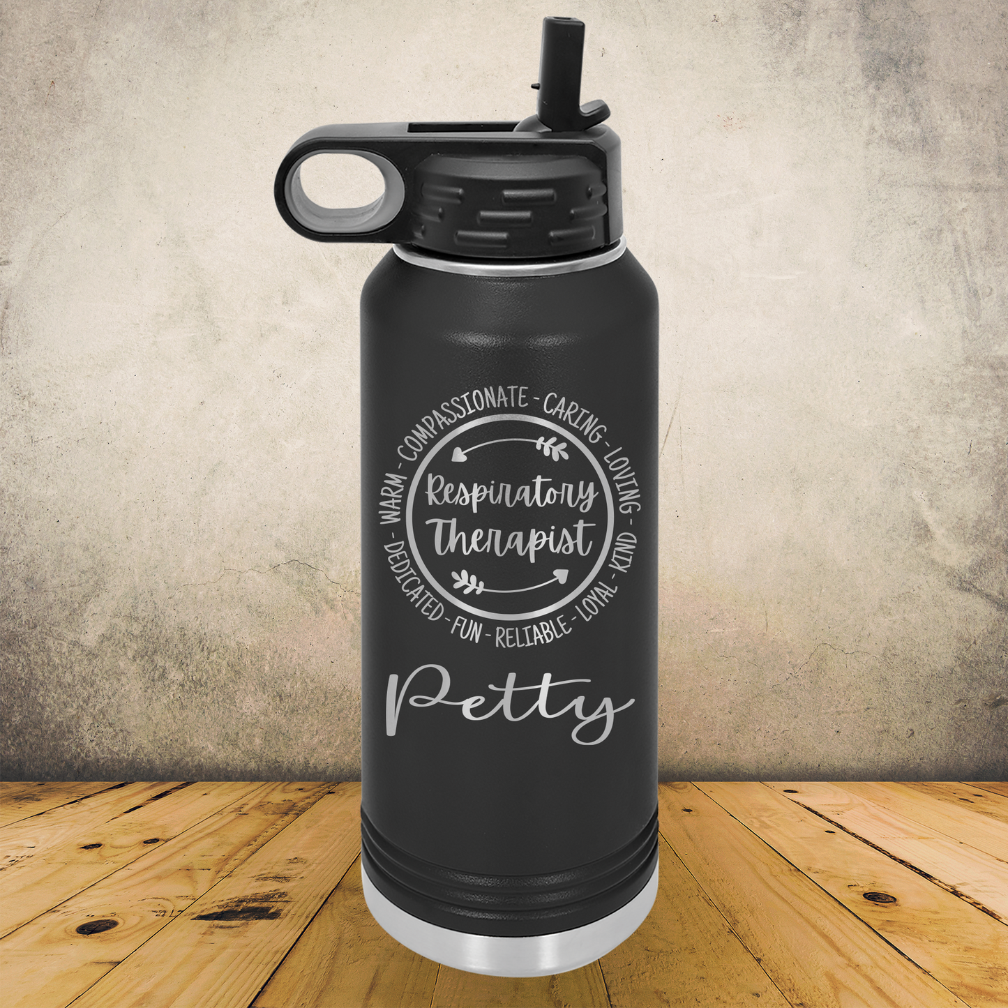 Personalized Respiratory Therapist Water Bottle 20/32oz Custom Laser Engraved Tumbler