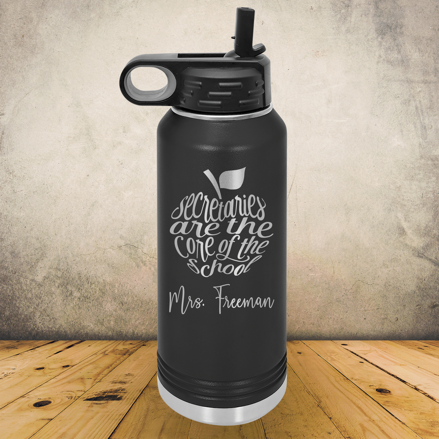 Personalized Laser Engraved Water Bottle 20/32oz for School Office Clerical, Secretary Appreciation Gift, Administrative Assistant Present, Office Managers, End of School Year Gift
