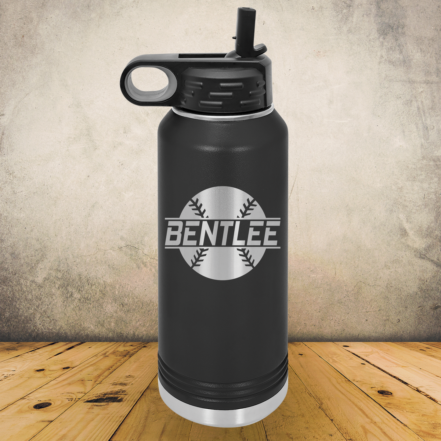 Personalized Baseball and Softball Water Bottle, Custom Laser Engraved 20oz or 32oz Stainless Steel Tumbler