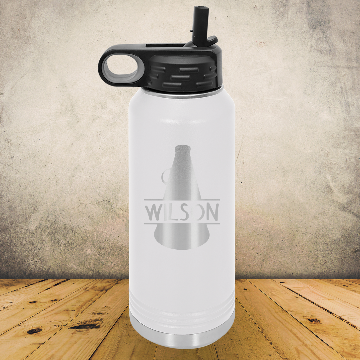Personalized Cheerleading Split Monogram Water Bottle - Laser Engraved