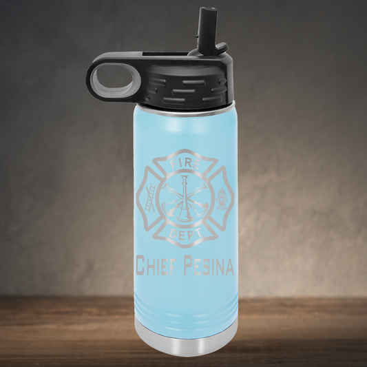 Personalized Firefighter Battalion Chief Water Bottle - Laser Engraved