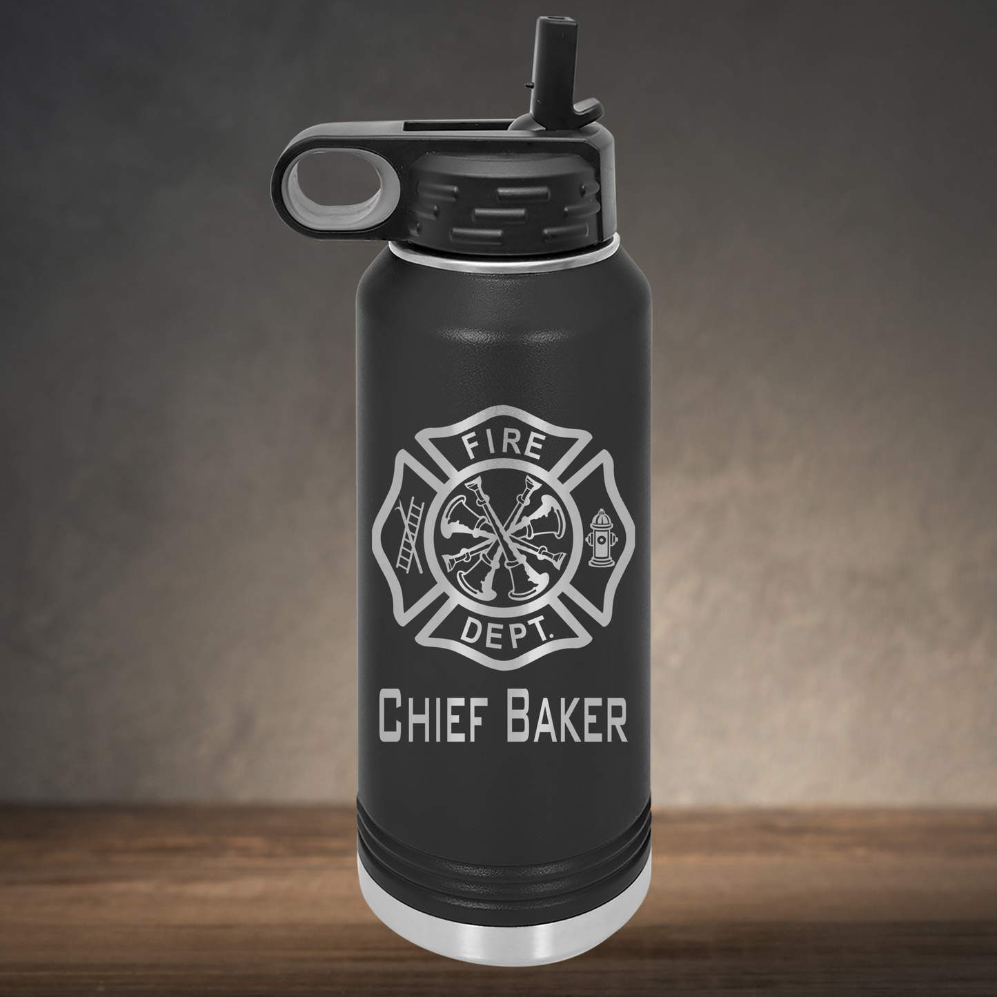 Personalized Firefighter Assistant Chief Water Bottle - Laser Engraved