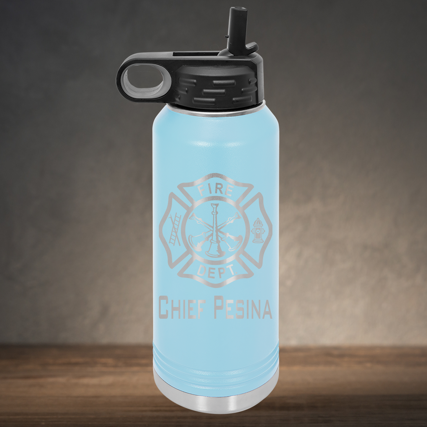Personalized Firefighter Battalion Chief Water Bottle - Laser Engraved