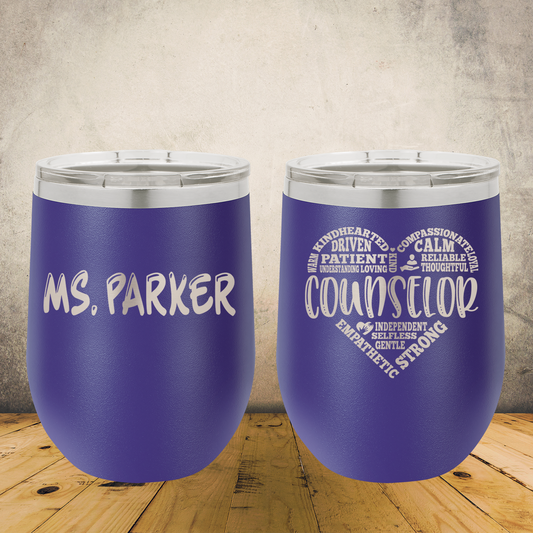 Personalized Laser Engraved Wine Tumbler for Teachers, School Counselors & Staff Appreciation