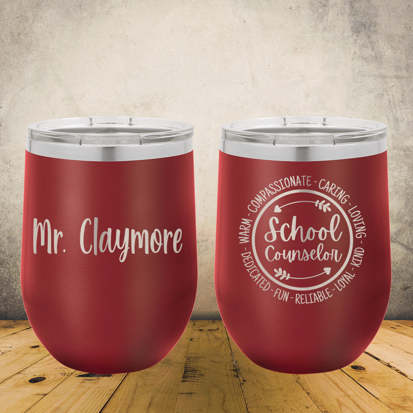 Personalized Laser Engraved Wine Tumbler for Teachers, School Counselors & Staff Appreciation