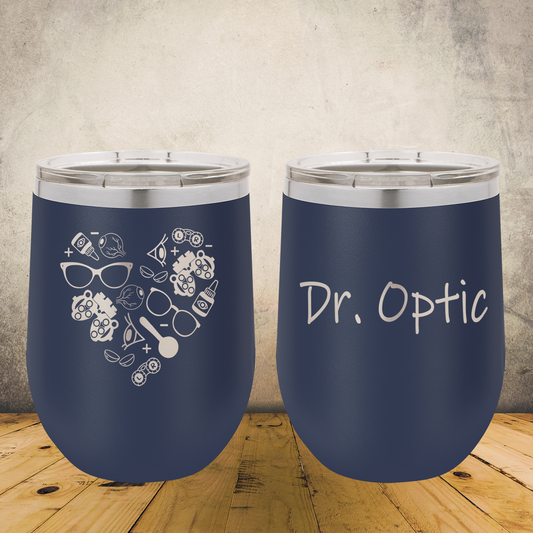 Personalized Optometrist Wine Tumbler 12oz Skinny Custom Stainless Steel Laser Engraved Cup, Ophthalmologist Present, Eye Doctor Gift, Optometry Professionals, Vision Care Professional Gift
