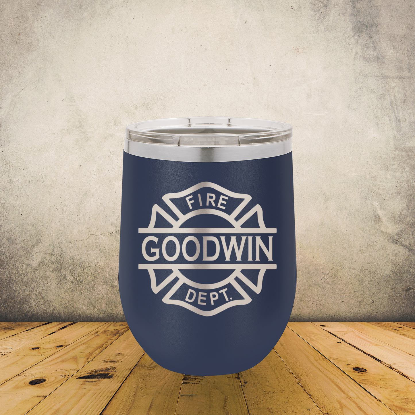 Personalized Laser Engraved Wine Tumbler 12oz for Firefighter Monogram