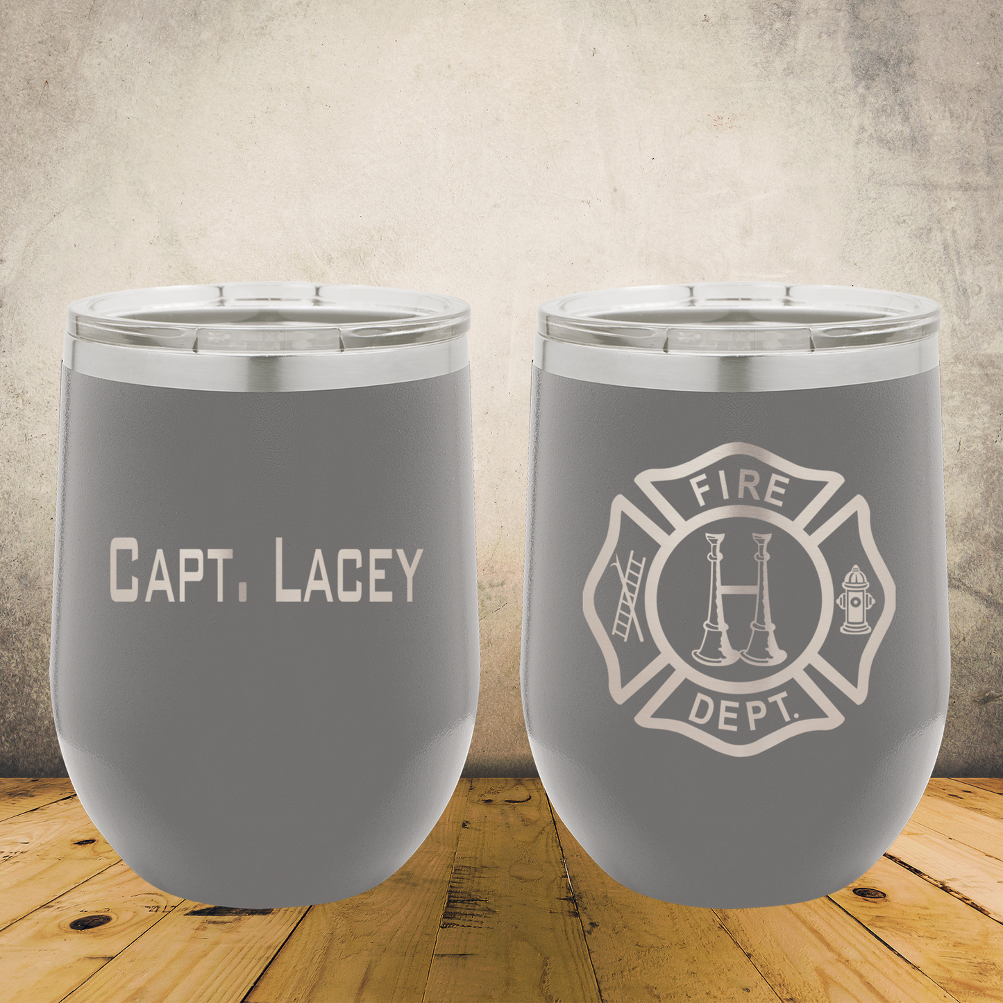 Personalized Laser Engraved Wine Tumbler 12oz for Firefighter Captain
