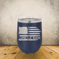 Personalized Tattered American Flag Wine Tumbler 12oz Stainless Steel Cup, Custom Laser Engraved Patriotic USA Cup