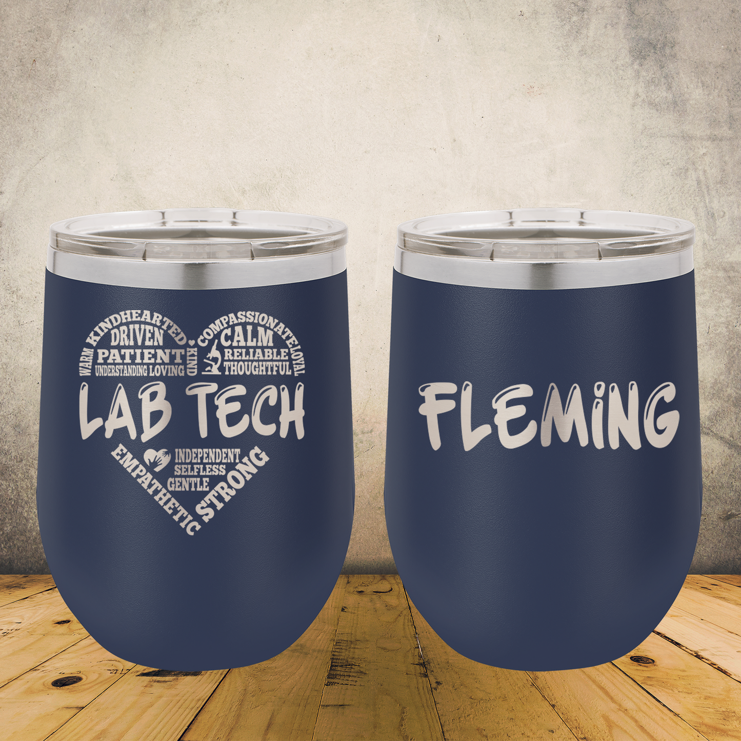 Personalized Lab Tech Wine Tumbler, Custom 12oz Laboratory Technician Laser Engraved Stainless Steel Cup