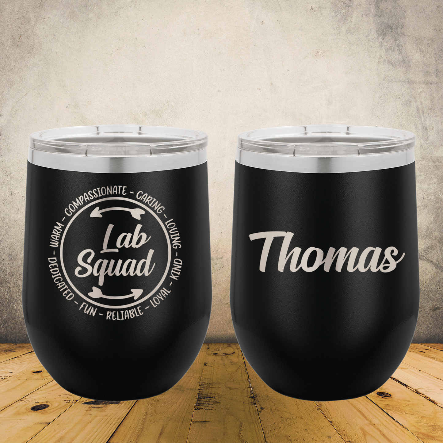 Personalized Lab Tech Wine Tumbler, Custom 12oz Laboratory Technician Laser Engraved Stainless Steel Cup