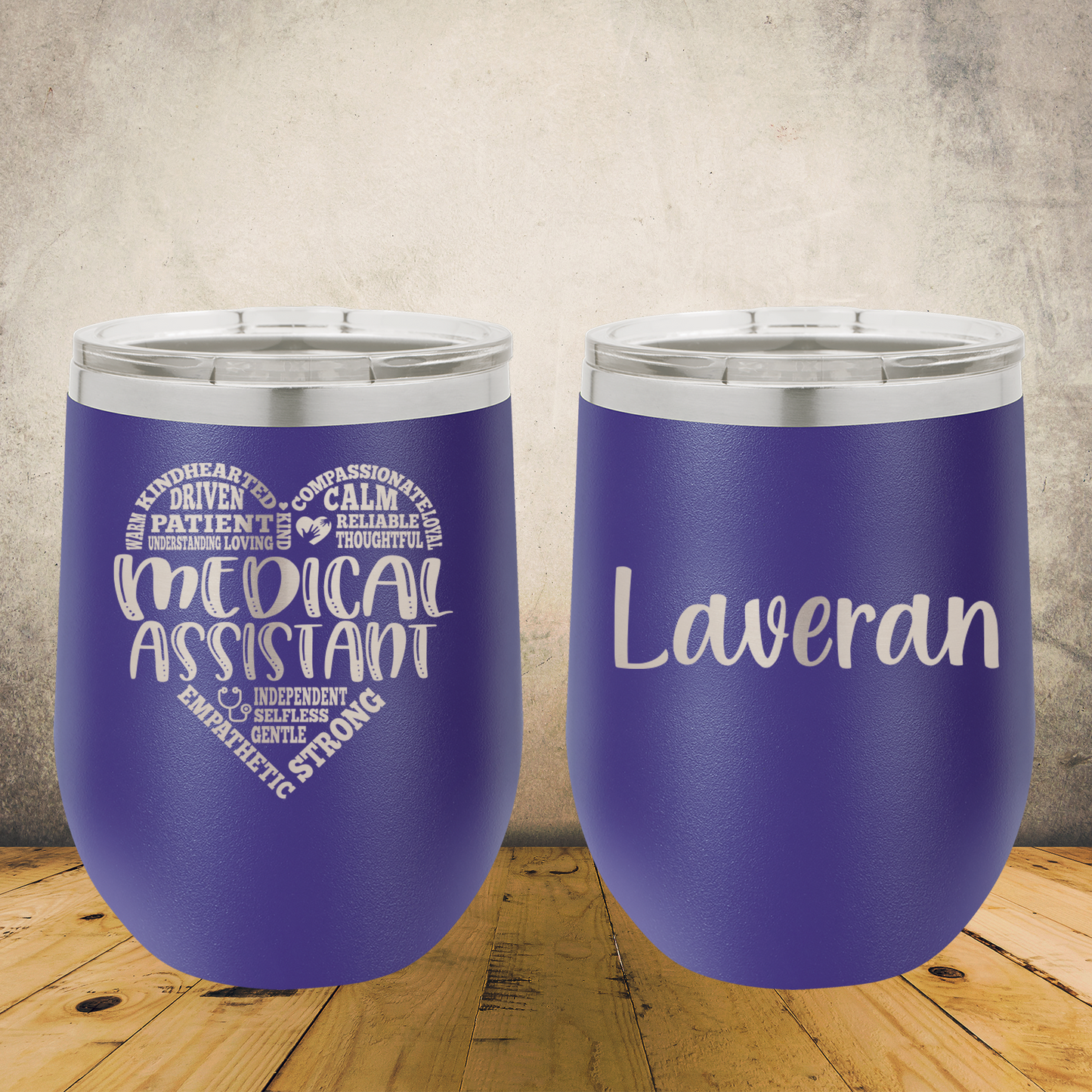 Personalized Medical Assistant Wine Tumbler 12oz Stainless Steel Cup, Custom Laser Engraved CMA Gift, Medical Assistant Appreciation