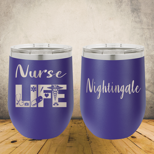 Personalized Nurse Wine Tumbler, Custom 12oz Laser Engraved Stainless Steel Cup for Nursing School Graduation Gift