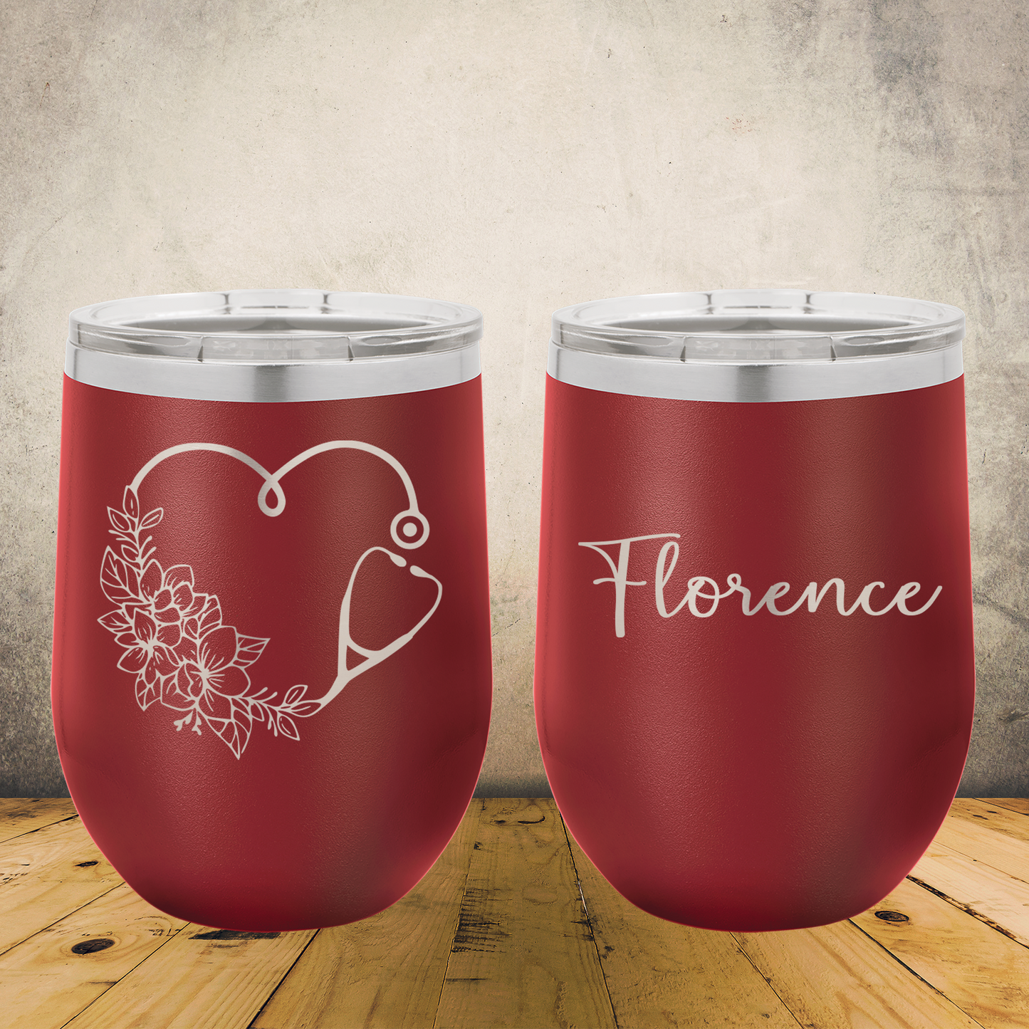 Personalized Nurse Wine Tumbler, Custom 12oz Laser Engraved Stainless Steel Cup for Nursing School Graduation Gift