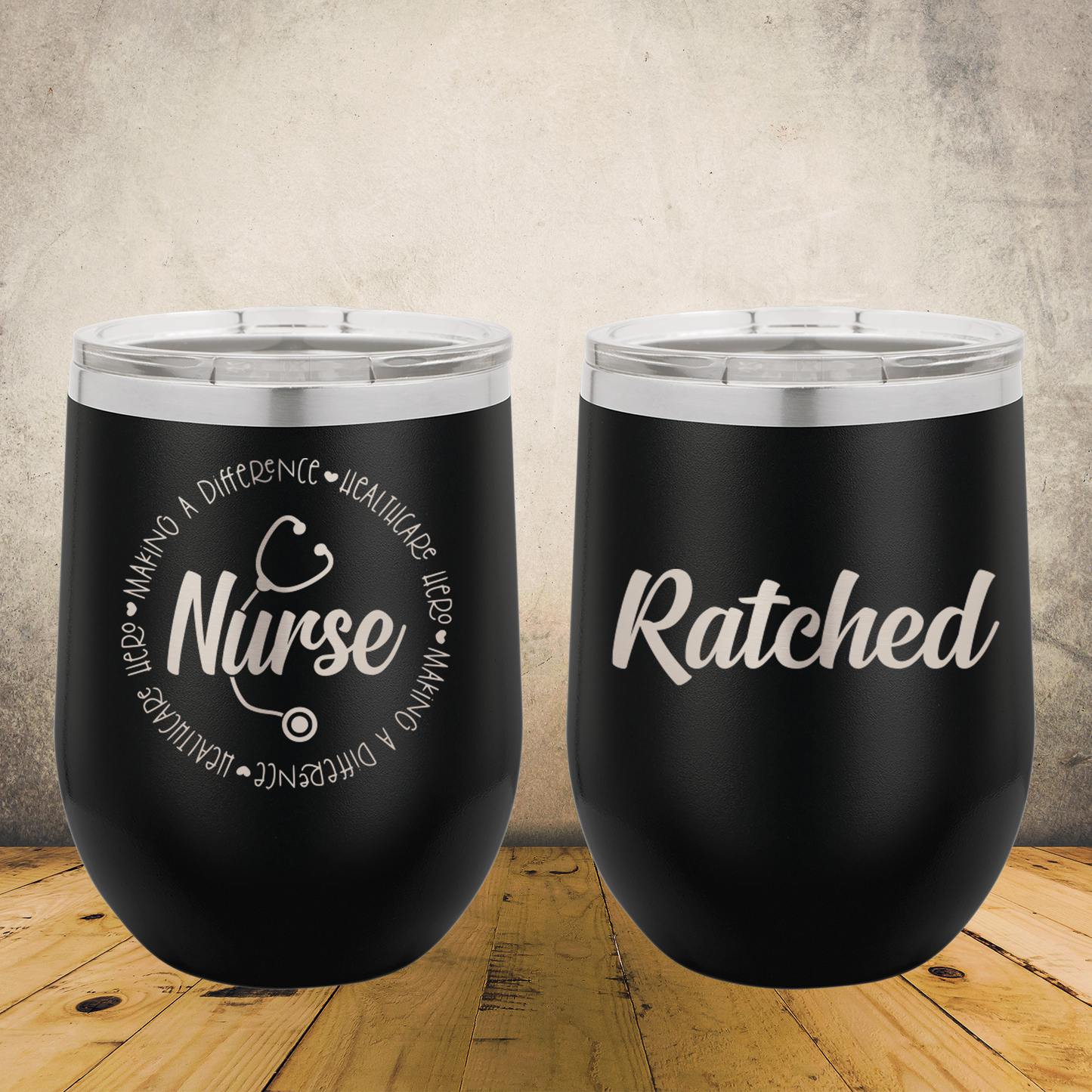 Personalized Nurse Wine Tumbler, Custom 12oz Laser Engraved Stainless Steel Cup for Nursing School Graduation Gift