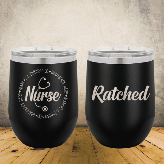 Personalized Nurse Wine Tumbler, Custom 12oz Laser Engraved Stainless Steel Cup for Nursing School Graduation Gift