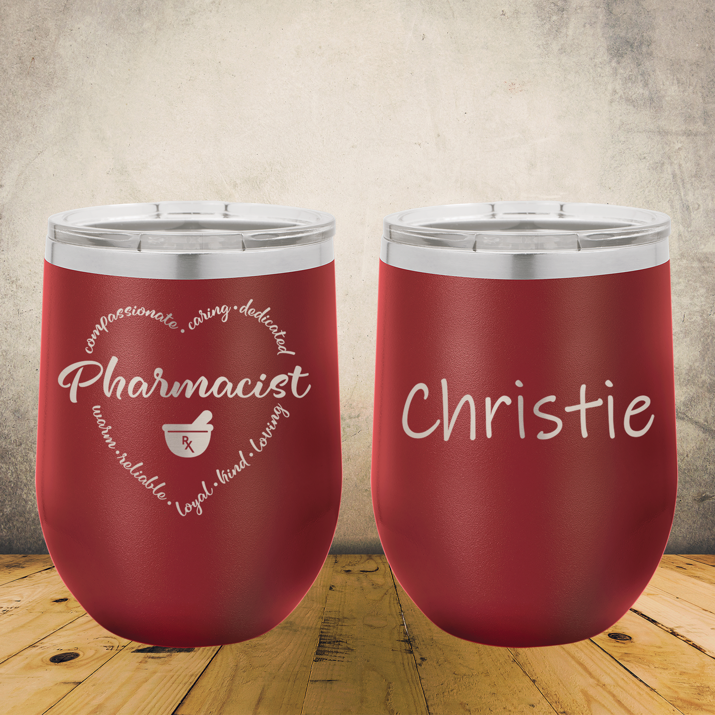 Personalized Pharmacist Wine Tumbler 12oz Stainless Steel Cup, Custom Laser Engraved Pharmacy Gift, Pharmacist Appreciation Gift for RPh, Pharmacy Technician