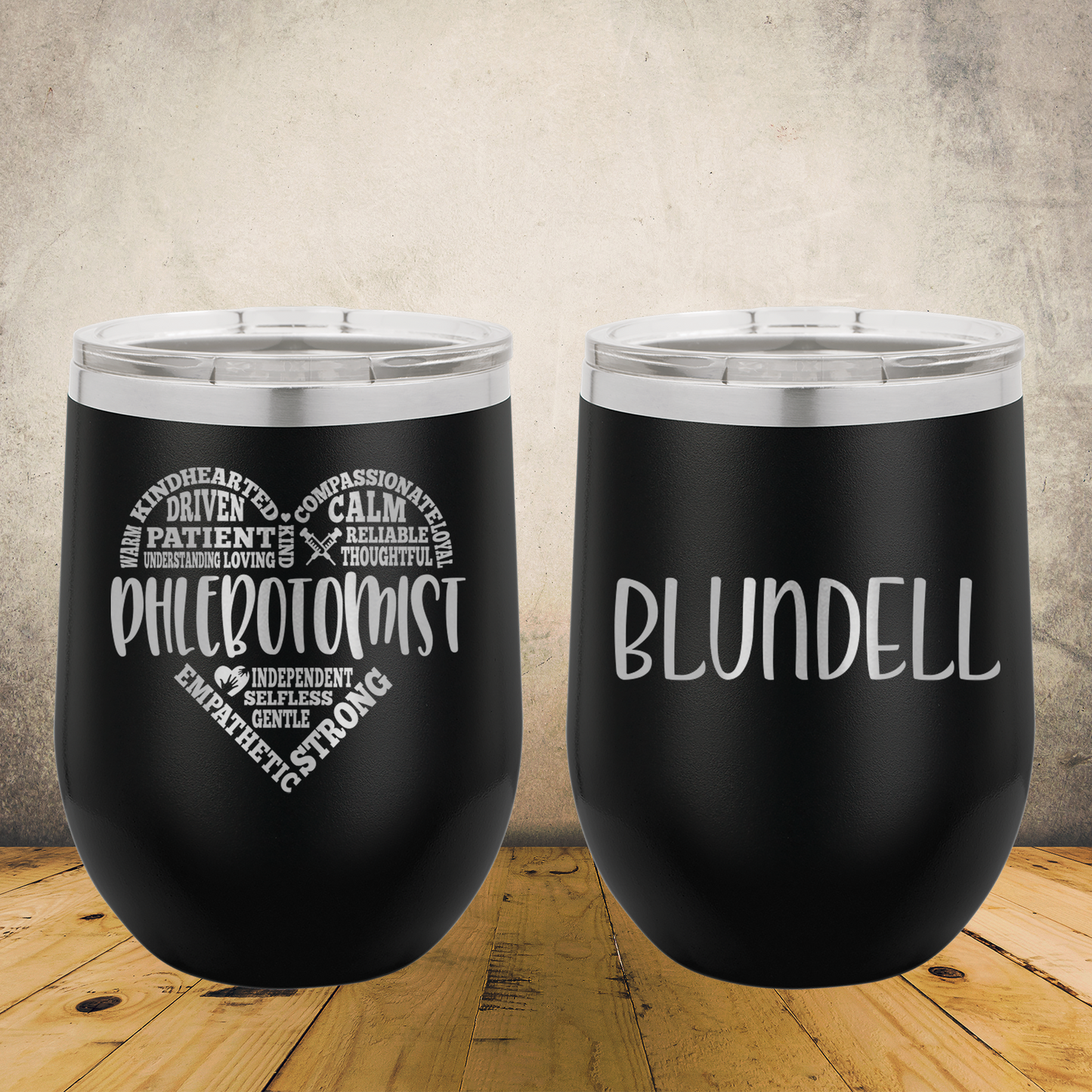 Personalized Phlebotomist Wine Tumbler 12oz Custom Laser Engraved Cup