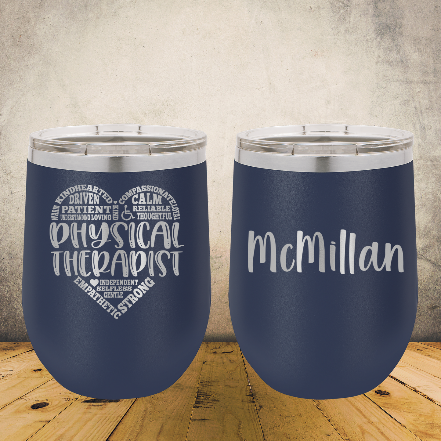 Personalized Physical Therapist Wine Tumbler 12oz Custom Laser Engraved Cup