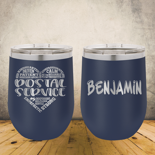 Personalized Postal Service Worker Wine Tumbler 12oz Custom Laser Engraved Cup