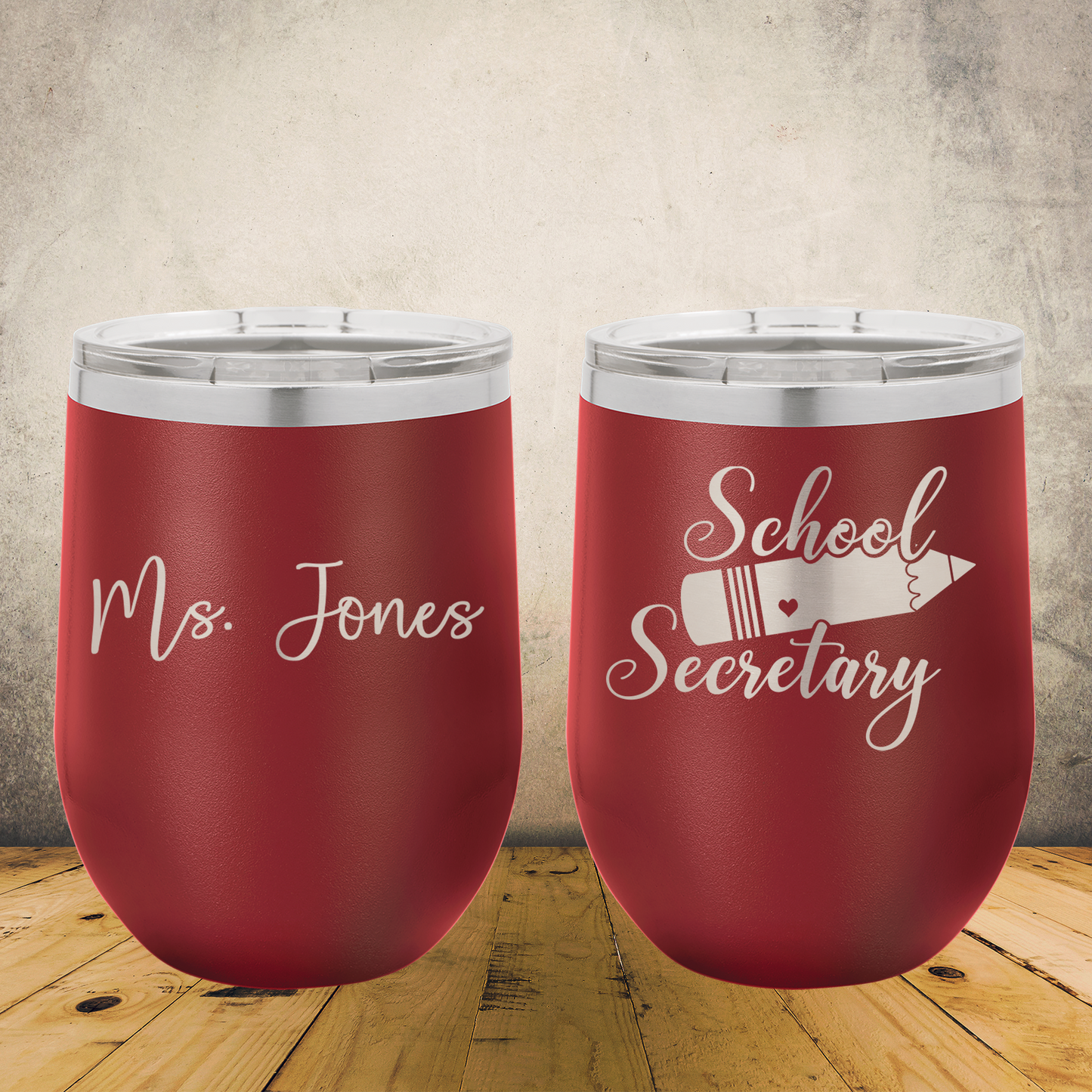 Personalized Laser Engraved Wine Tumbler for School Office Clerical, Secretary Appreciation Gift, Administrative Assistant Present, Office Managers, End of School Year Gift
