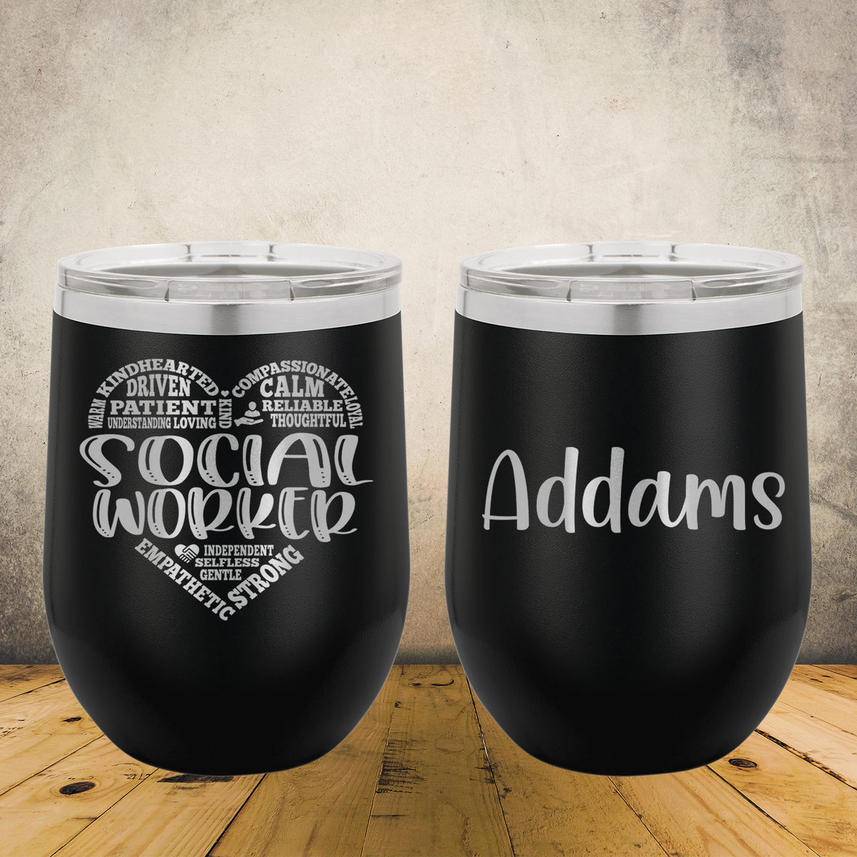 Personalized Social Worker Wine Tumbler 12oz Custom Laser Engraved Cup
