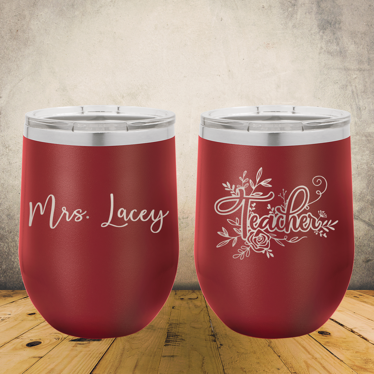 Personalized Laser Engraved Wine Tumbler 12oz Teacher Appreciation or Back to School Gift