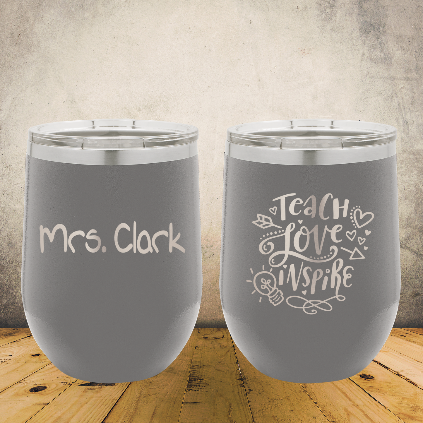 Personalized Laser Engraved Wine Tumbler 12oz Teacher Appreciation or Back to School Gift