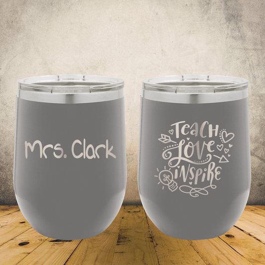 Personalized Laser Engraved Wine Tumbler 12oz Teacher Appreciation or Back to School Gift