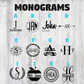 the monograms are all in different font styles