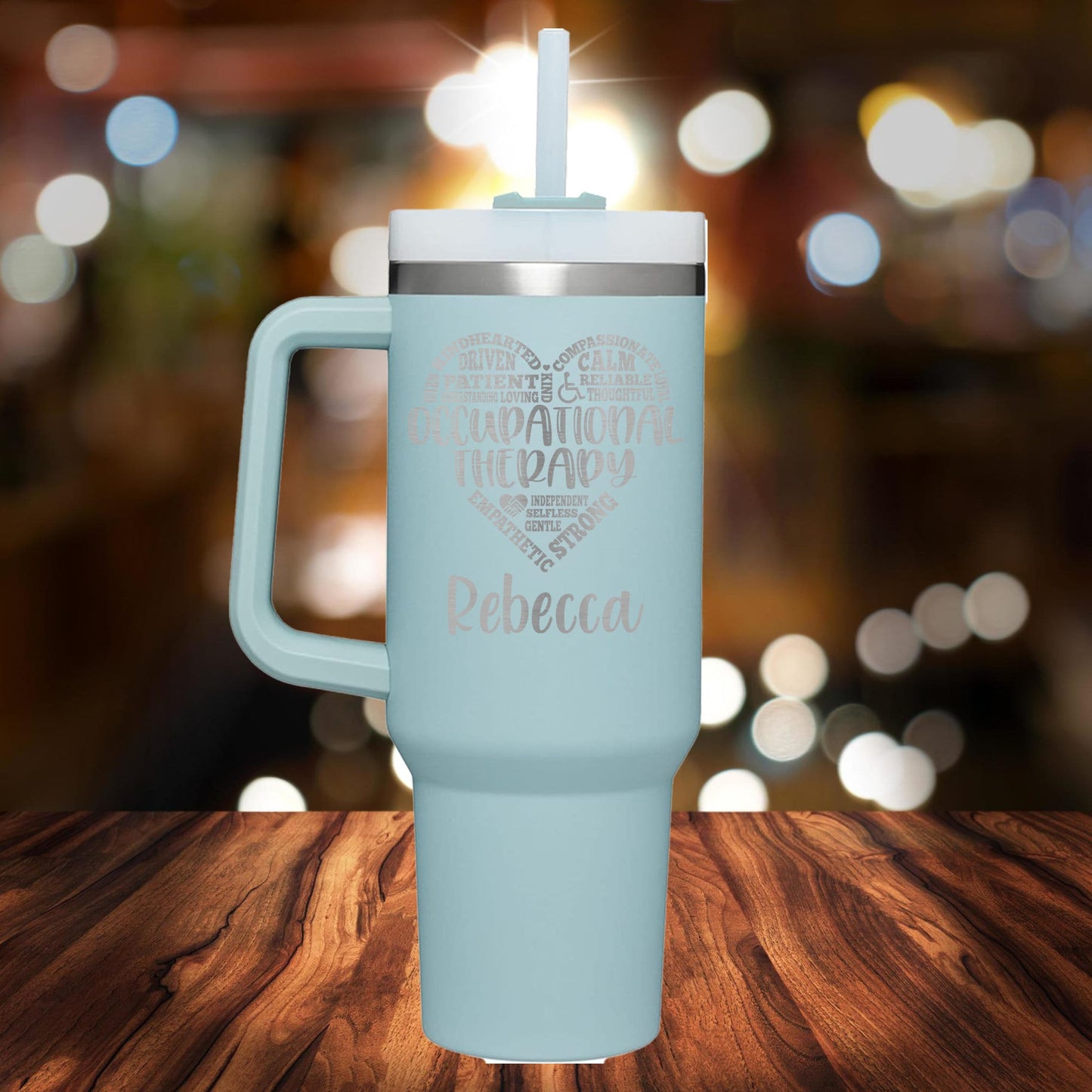 Personalized Occupational Therapist Heart Handle Tumbler - Laser Engraved